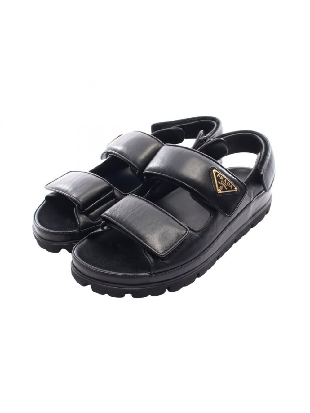 Prada Sandals Triangle Plate Leather